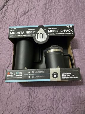 Mountaineer TAL 2-Pack Black Stainless Steel Mugs with Handles